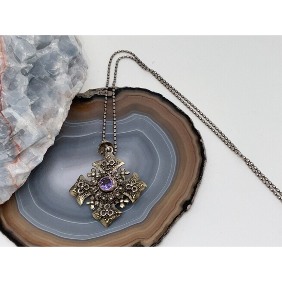 925 Sterling Silver JERUSALEM CROSS Pendant w/ 925 Chain 24” - Picture 1 of 7